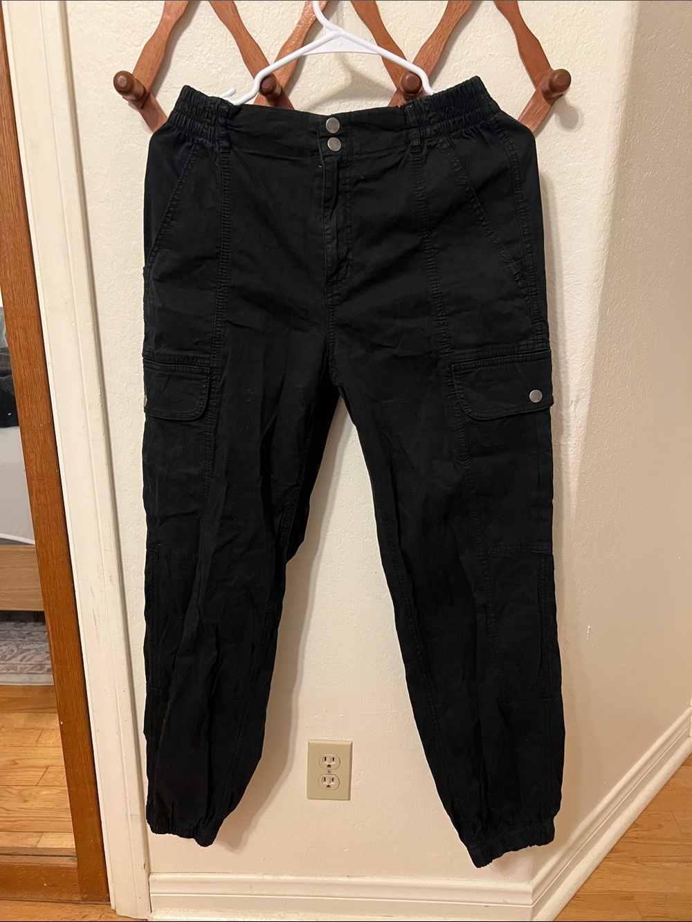 Garage Black High Waisted Cargo Pants with Snap Flap Pockets